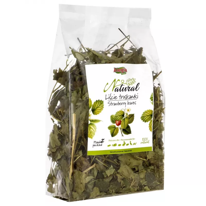 Hay treat Alegia Strawberry Leaves for rodents and rabbits, 90 g pack, gluten‑free solid sack