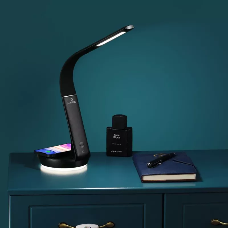 Stalinė lempa Hawk HW-LAMP02 Juoda — reguliuojamas ryškumas, reguliuojama rankena