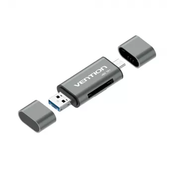 Vention USB3.0 daugiafunkcis kortelių skaitytuvas pilkas metalinis tipas