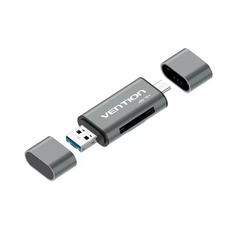 Vention USB3.0 daugiafunkcis kortelių skaitytuvas pilkas metalinis tipas