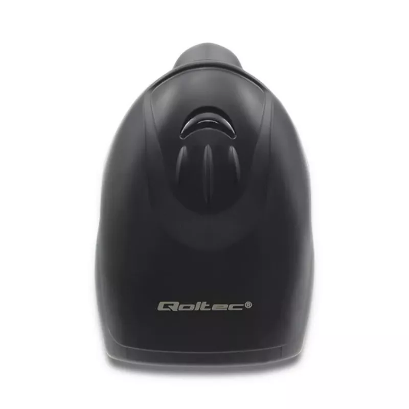 Rankinis brūkšninių kodų skaitytuvas QOLTEC 50868 — 1D/2D lazerinis skaitytuvas, USB laidinis ir belaidis, skaitymo atstumas 600 mm, juodas
