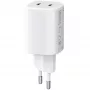 Įkroviklis Xiaomi Nano Turbo 45W baltas — 2× USB‑C kintamosios srovės patalpų, skirtas išmaniajam telefonui ir planšetiniam kompiuteriui