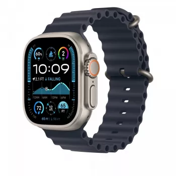 „Apple“ juostelė 49 mm, tamsiai mėlyna, „Ocean“ juostelės prailginimas, natūralaus titano apdaila