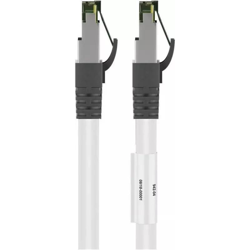 Goobay CAT 8.1 plono laido kabelis, S/FTP (PiMF), baltas, 15 m - LSZH be halogenų, varis AWG 24 (55130)