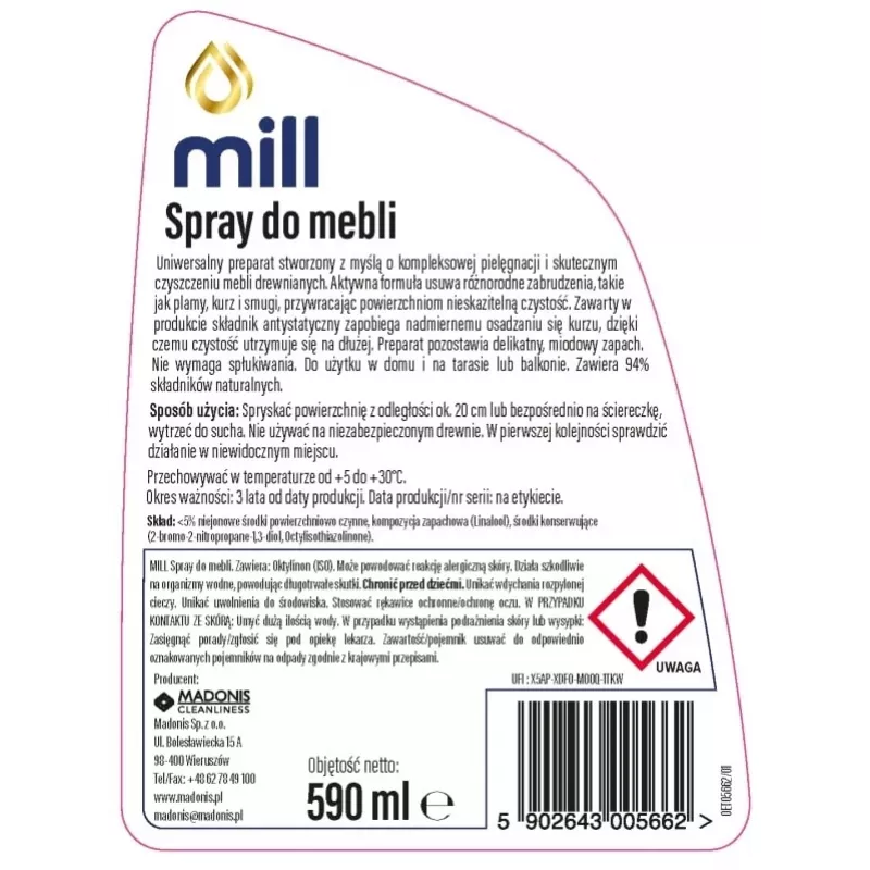 MILL Clean baldų purškiklis 590 ml