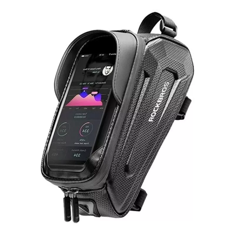 Rockbros B68-1 Dviračio rėmo krepšys Telefono kišenė 1,7 l Juoda