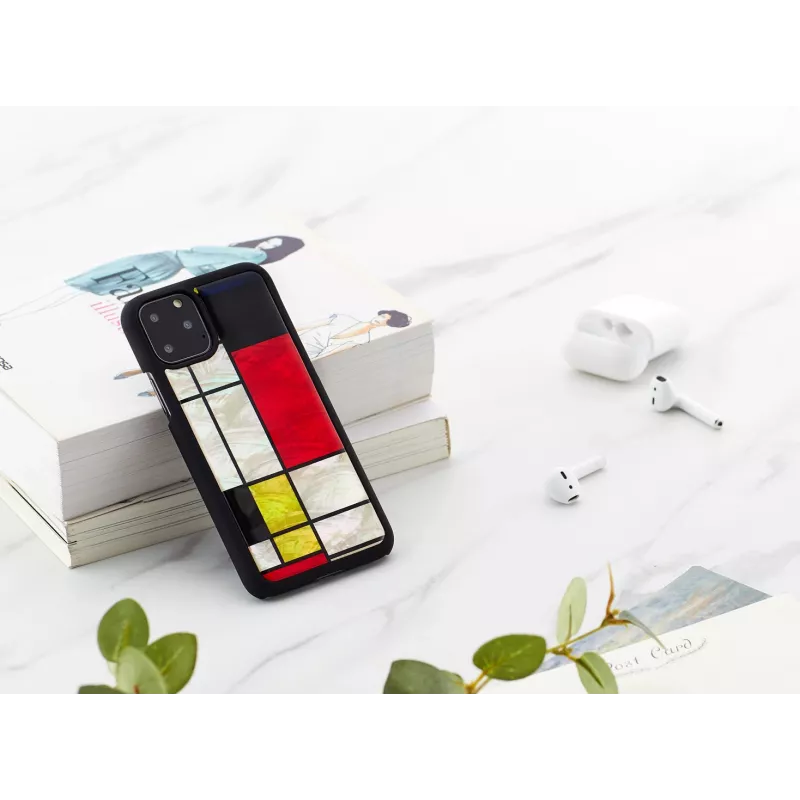 Telefono dėklas iKins iPhone 11 Pro Mondrian juodas — apsauginis dangtelis, kietas korpusas, tikslūs išėmimai