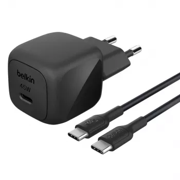 USB-C įkroviklis Belkin BOOSTCHARGE 45W PD PPS – kompaktiškas 45W USB-C PD PPS maitinimo adapteris