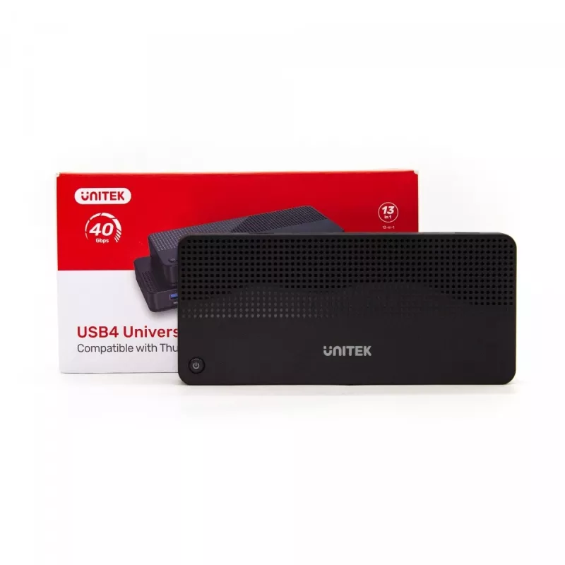 Dokingo stotelės UNITEK D1079A USB4 laidinė juoda 100W maitinimo tiekimas