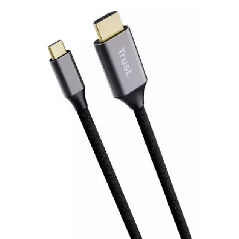 USB-C į HDMI kabelis TRUST CALYX 25630, 4K (3840x2160), 2 m, juodas, vyriškas-vyriškas