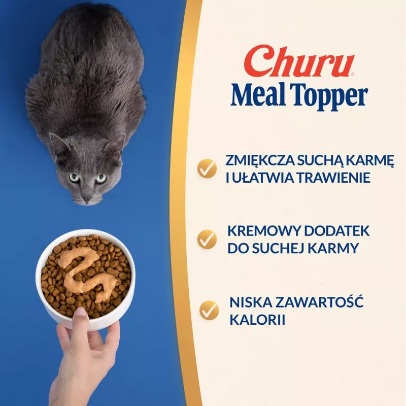 Šlapias kačių skanėstas maišelyje INABA Churu Meal Topper Tunas su šukutėmis 4 x 14 g