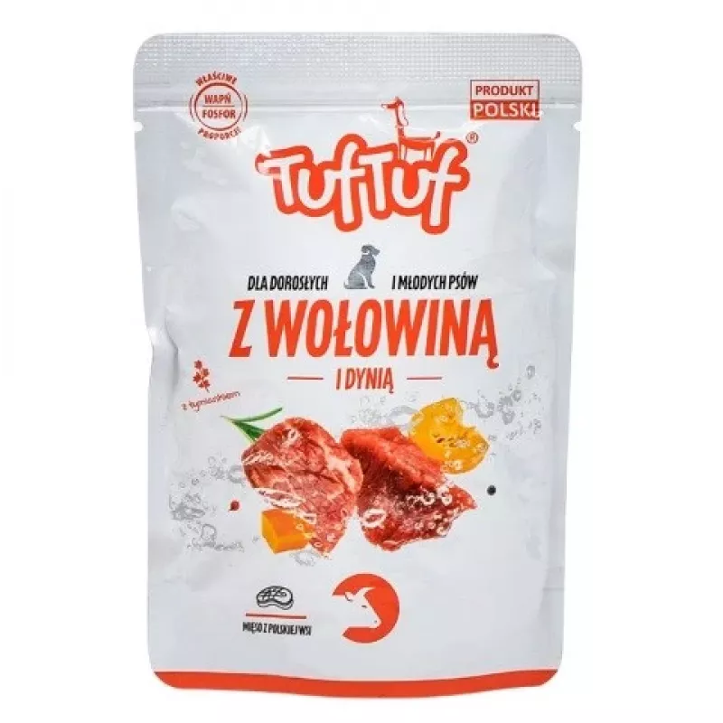 Tuftuf maltos jautienos su moliūgu – drėgnas šunų maistas – 300 g