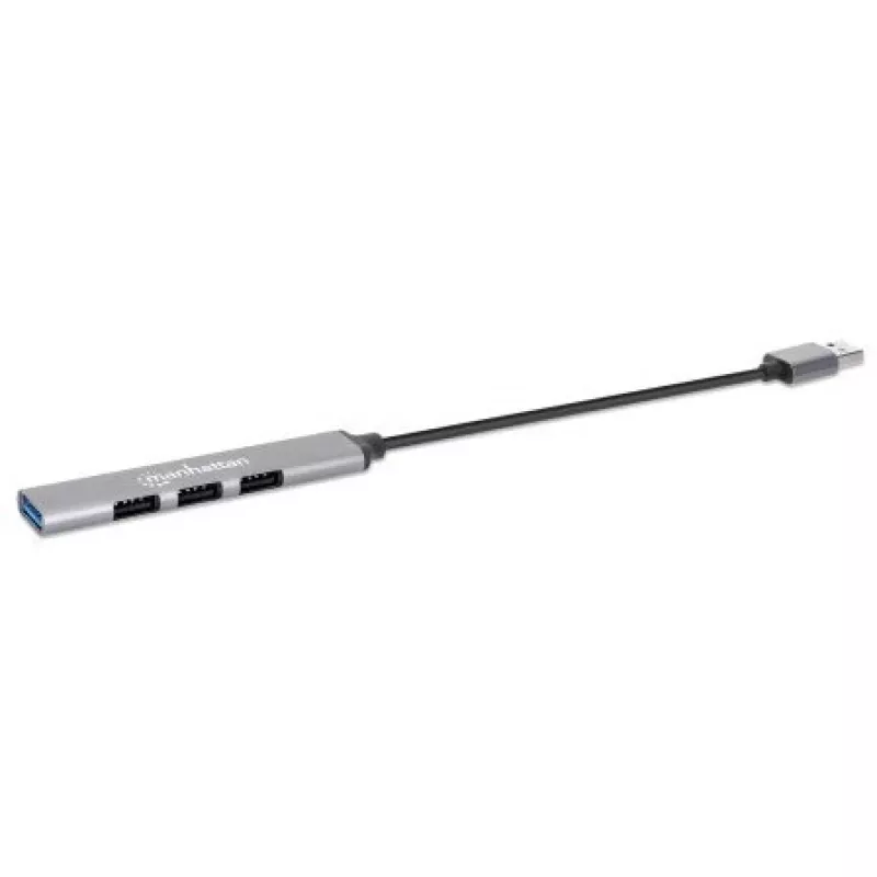 Manhattan USB-A 4 prievadų šakotuvas, 4x USB-A prievadai (1x 5 Gbps USB 3.2 Gen1 aka USB 3.0, 3 x 480 Mbps USB 2.0), maitinamas per USB (nereikia išorinio maitinimo šaltinio), aliuminis