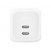 Vidinis kintamosios srovės greitasis įkroviklis Belkin WCH020KQ2MWH-B6 — 2x USB‑C, 2 m integruotas laidas, baltas