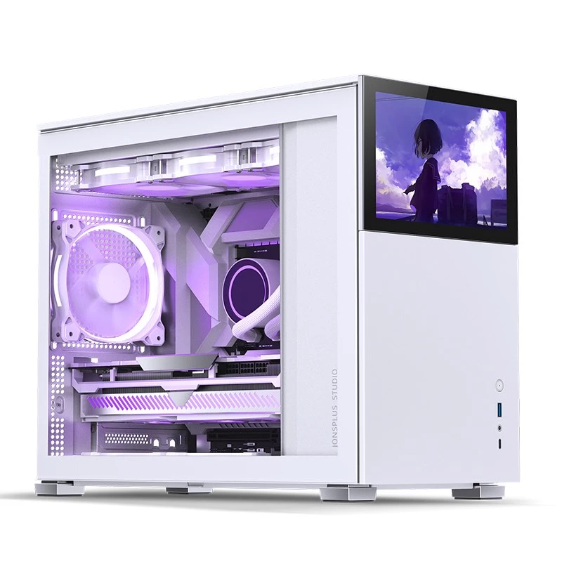 PC korpusas Jonsbo D31 STD baltas — Midi Tower, plieninis, grūdintas stiklas, Micro-ATX/ITX/DTX, 2×2,5 colio + 1×3,5 colio, GPU iki 400 mm, CPU aušintuvas 168 mm