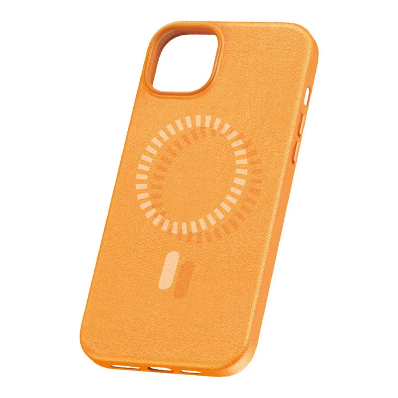 Magnetinis Telefono Dėklas iPhone 15 Plus Baseus Fauxther Serija (Oranžinis)
