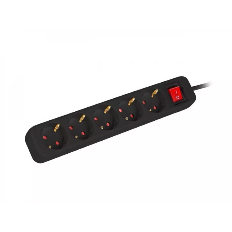 Maitinimo ilgintuvas Lanberg PS1-05F-0300-BK 3 m 5 lizdai vidaus naudojimui juodas