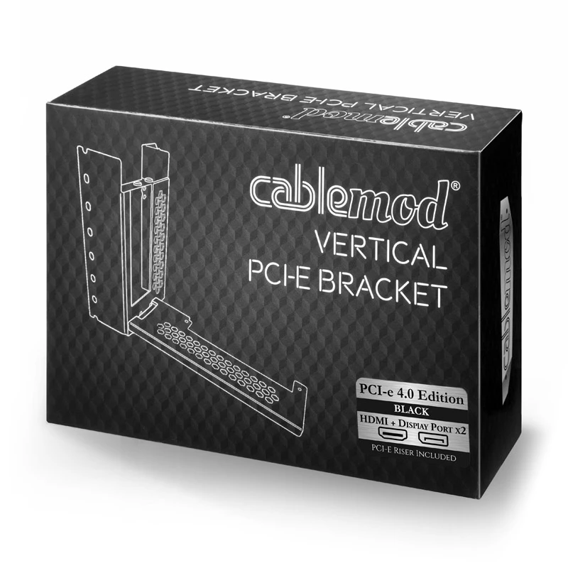 Vertikalus PCI-e laikiklio adapterio laidas CableMod CM-VPB-HD4K-R iš HDMI į DisplayPort, kampinis, žemo profilio