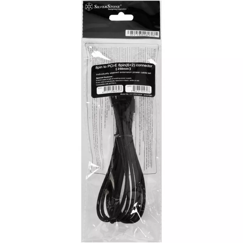 Laidas PCI-E 8pin (6+2) Sidabrinėstone SST-PP07-PCIB 0,25 m