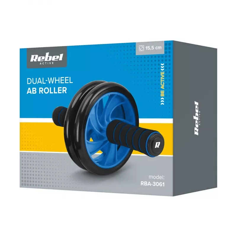REBEL ACTIVE Dvigubas ratukas, pilvo pratimų volelis AB Wheel