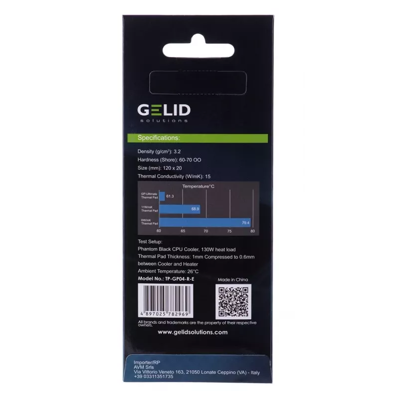 Thermal pad Gelid TP-GP04-R-E 120×20×3.0 mm, tankis 3.2 g/cm³, 1 vnt.