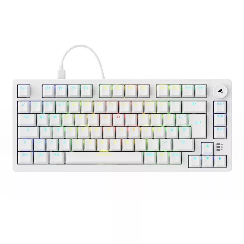 Sharkoon SGK25 75% QWERTZ USB laidinė RGB LED klaviatūra, balta