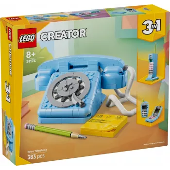 Konstravimo žaislas LEGO Creator 3-in-1 31174 Retro telefono rinkinys, 383 dalys, 8+ metų, 70×110×150 mm