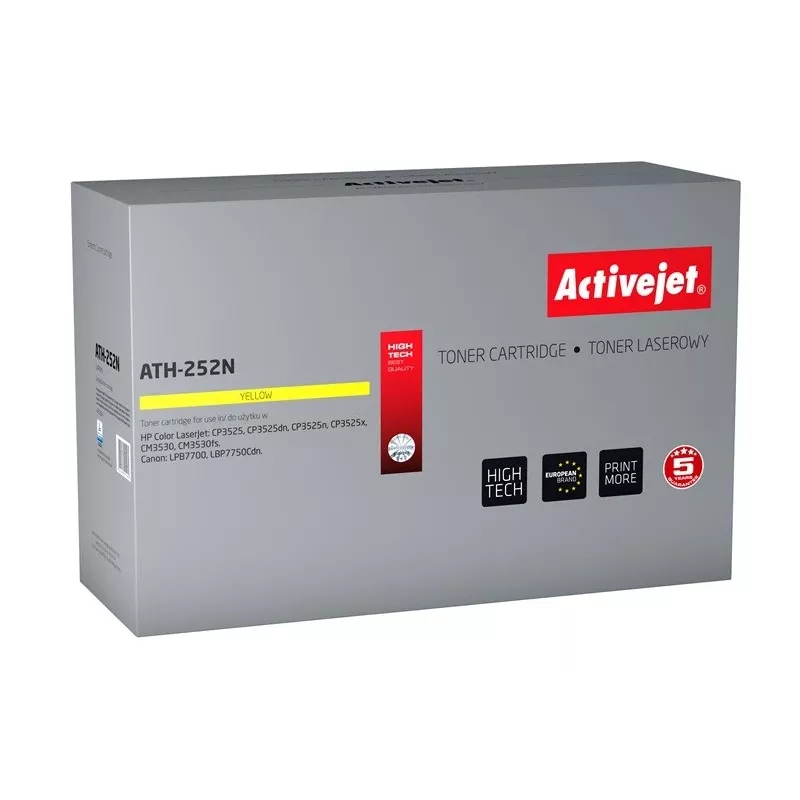 Activejet ATH-252N dažų miltelių kasetė (pakaitalas HP 504A CE252A, Canon CRG-723Y; Supreme; 7000 puslapių; geltona)