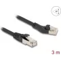 Tinklo kabelis DeLOCK RJ45 Cat.8.1 45° kairėn kampuotas į tiesų 3 m juodas