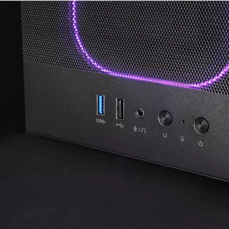 PC korpusas TACENS MARS MC‑NEBULA Midi Tower su grūdintu stiklu, keturiais 120 mm aRGB ventiliatoriais, palaiko ATX, GPU iki 30,2 cm