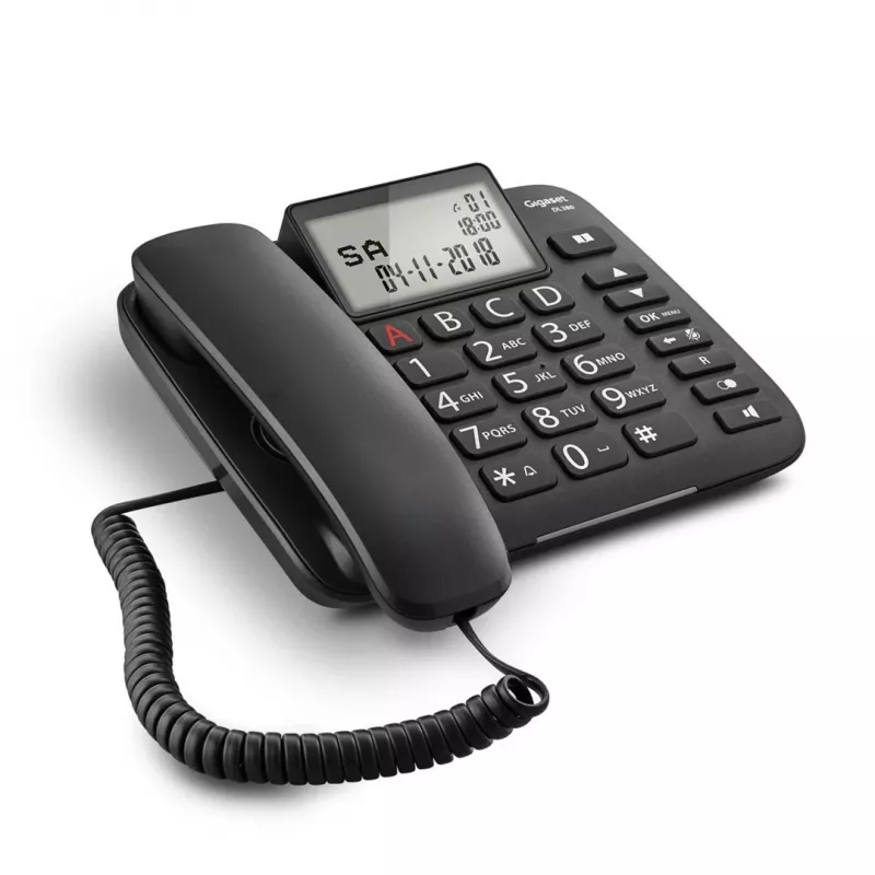 Analoginis telefonas Gigaset DL380 su skambintojo ID, laidinis ragelis, juodas