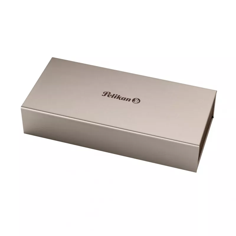 Pelikan M200, juoda, auksinė, integruota pildymo sistema, derva, auksinis, kursyvinis plunksnagalis, auksinis, nerūdijantis plienas