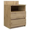 Naktinis staliukas Top e Shop M1 ARTISAN, ąžuolo apdaila, 2 stalčiai, 400×320×590 mm