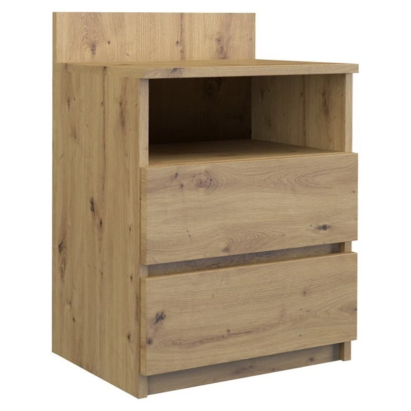 Naktinis staliukas Top e Shop M1 ARTISAN, ąžuolo apdaila, 2 stalčiai, 400×320×590 mm