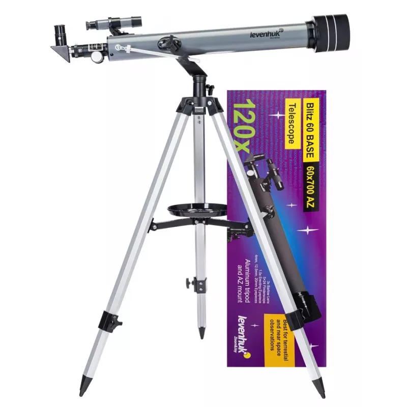 Levenhuk Blitz 60 Base Refraktorius 120x Pilkas