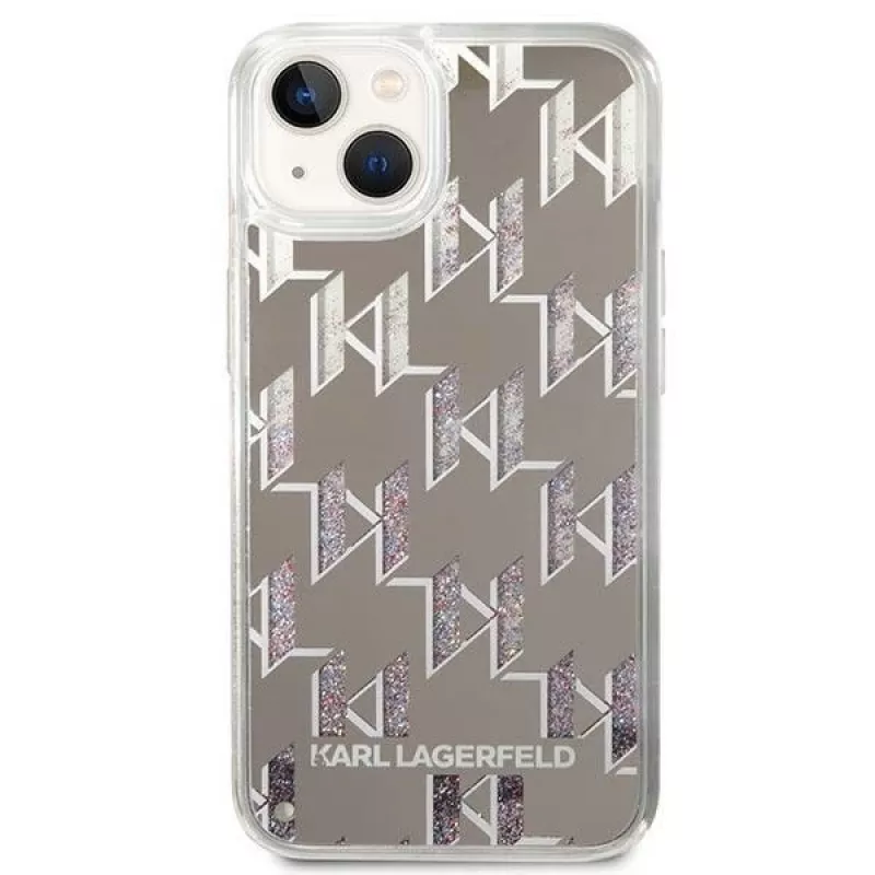 Karl Lagerfeld KLHCP14MLMNMS iPhone 14 Plus 6.7 kietas dėklas sidabrinis/sidabrinis Liquid Glitter Monogram