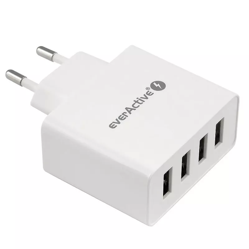 everActive telefono įkroviklis SC400 su 4 USB prievadais, bendra 5A išvestis, baltas