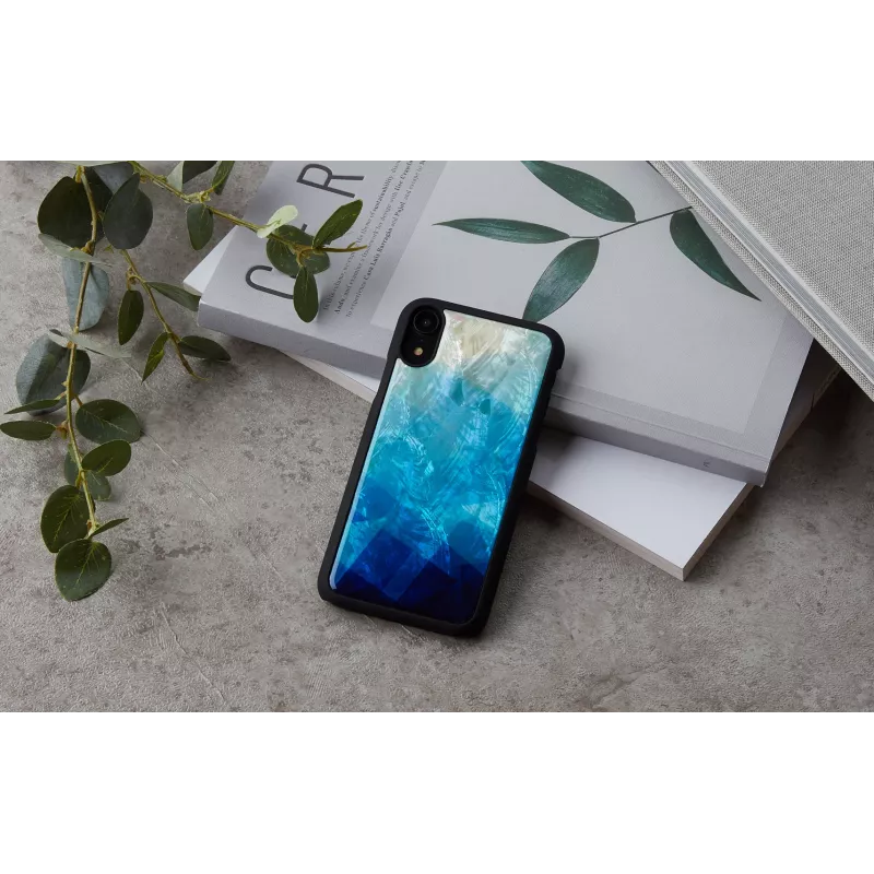 Išmaniojo telefono dėklas iKins, skirtas iPhone XR — mėlynos ežero spalvos išorė, juoda vidinė pusė