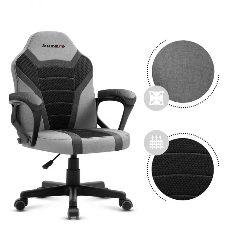 Vaikiška žaidimų kėdė Huzaro HZ-Ranger 1.0 Gray Mesh, pilka ir juoda