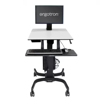 Ergotron WorkFit-C - Vienvietė sėdėjimo-stovėjimo darbo stotis - Multimedijos vežimėlis - Juoda - Pilka - 7,3 kg - 61 cm (24 col.) - 75 x 75, 100 x 100 mm - 360°