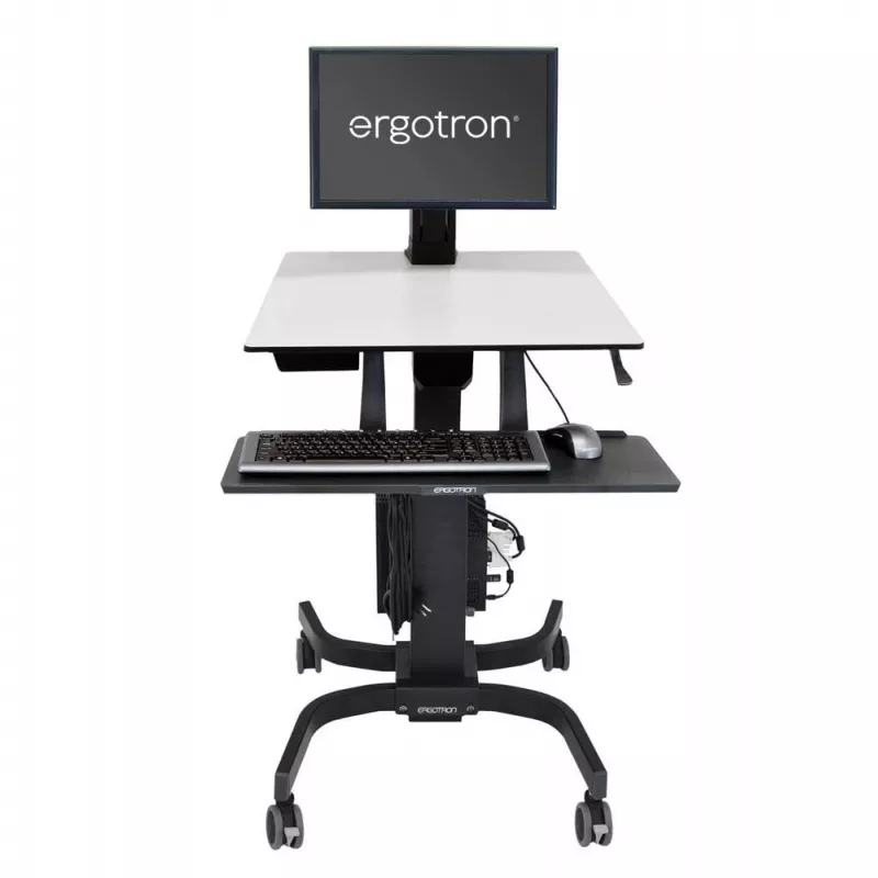 Ergotron WorkFit-C - Vienvietė sėdėjimo-stovėjimo darbo stotis - Multimedijos vežimėlis - Juoda - Pilka - 7,3 kg - 61 cm (24 col.) - 75 x 75, 100 x 100 mm - 360°