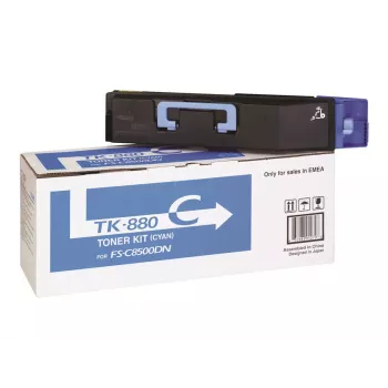 Dauginis dažų kasetė Kyocera TK-880C žydra, Originali, lazerinė spauda, išeiga 18 000 lapų, 1 vnt.
