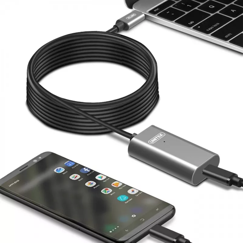 USB kabelis UNITEK U305A 5 m USB 3.2 Gen 1 USB C pilkas