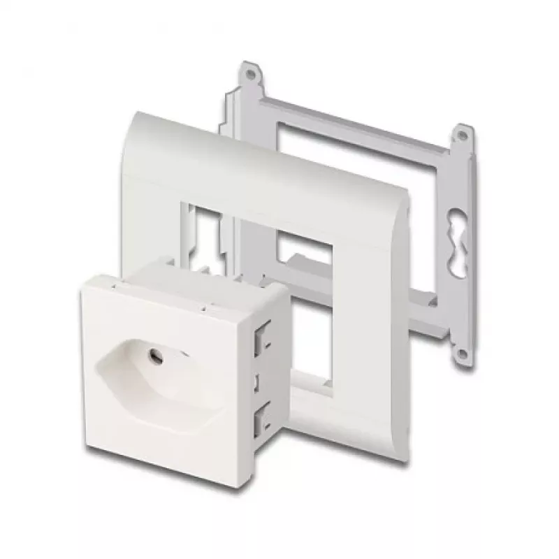Įžemintas maitinimo lizdas DELOCK Easy 45 T13 Šveicarijai 45×45 mm, 250 V / 10 A, baltas