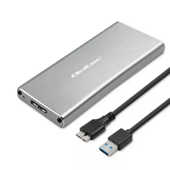 Aliuminio korpusas QOLTEC 51833, skirtas M.2 SSD, SATA į USB 3.0, palaiko iki 2TB