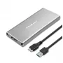 Aliuminio korpusas QOLTEC 51833, skirtas M.2 SSD, SATA į USB 3.0, palaiko iki 2TB