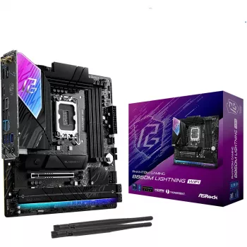 Pagrindinė plokštė ASRock B860M Lightning WiFi — Intel B860, LGA1851, microATX, DDR5, 4 DIMM, Wi‑Fi 6E, 2.5Gb LAN, Thunderbolt 4