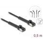 Tinklo kabelis DeLOCK RJ45 plonas Cat.6A U/FTP 0,5 m juodas