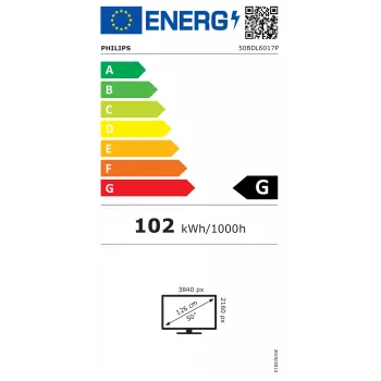 Philips 6000 series 50BDL6017P Skaitmeninės reklamos plokščiaekranė panelė 125,7 cm (49,5 colio) LCD 800 cd/m² 4K Ultra HD Juoda Integruotas procesorius Android 14 24/7