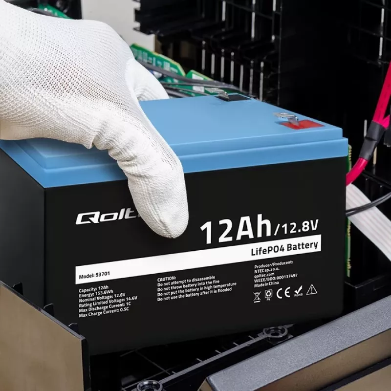Qoltec LiFePO4 ličio geležies fosfato baterija 12,8 V 12 Ah 153,6 Wh su BMS